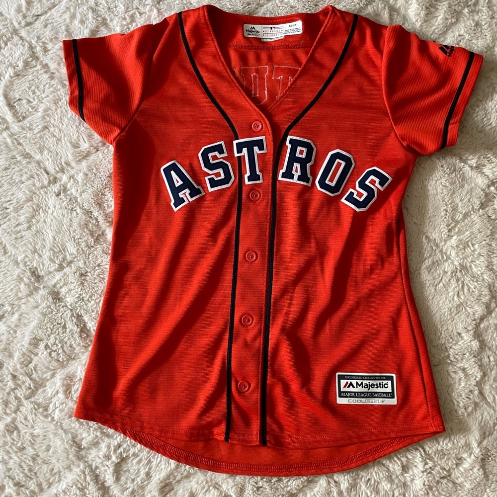HOUSTON ASTROS Jersey Womens Small Orange Altuve #27 Majestic.